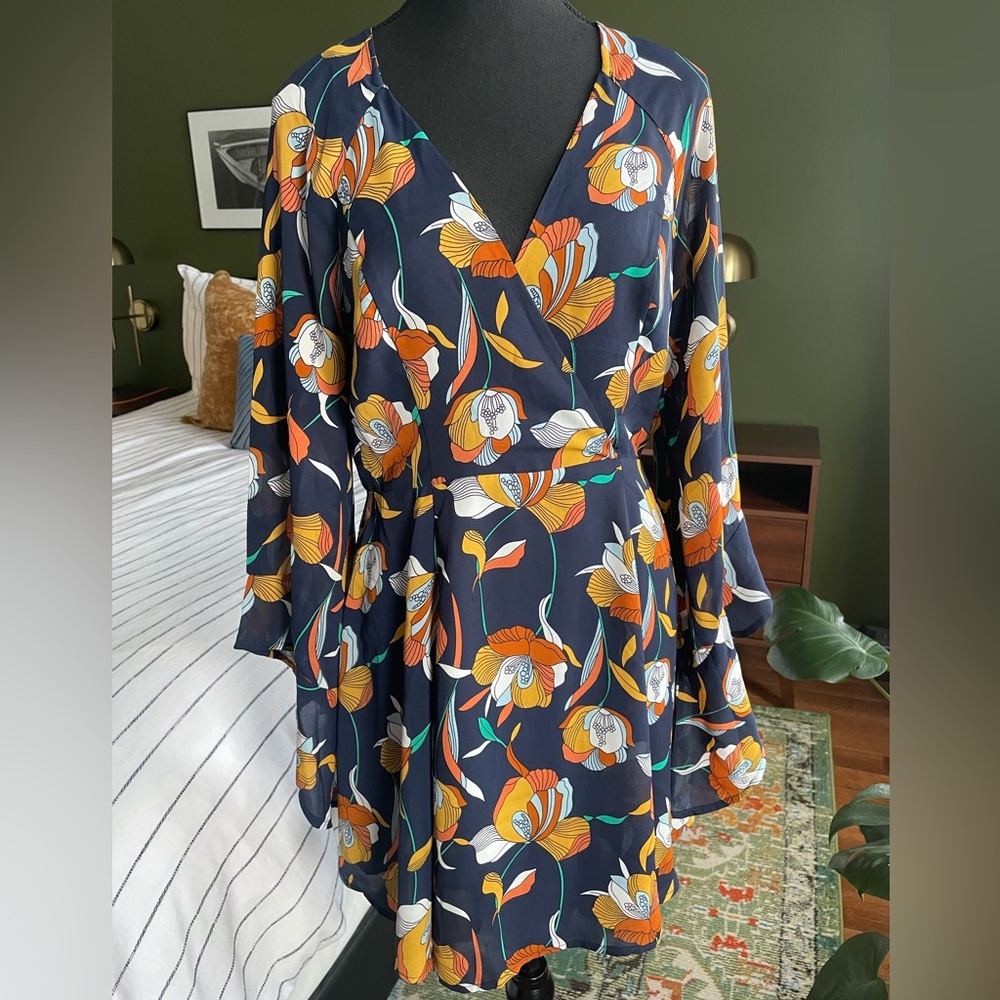 Re:Named floral dress with bell sleeves